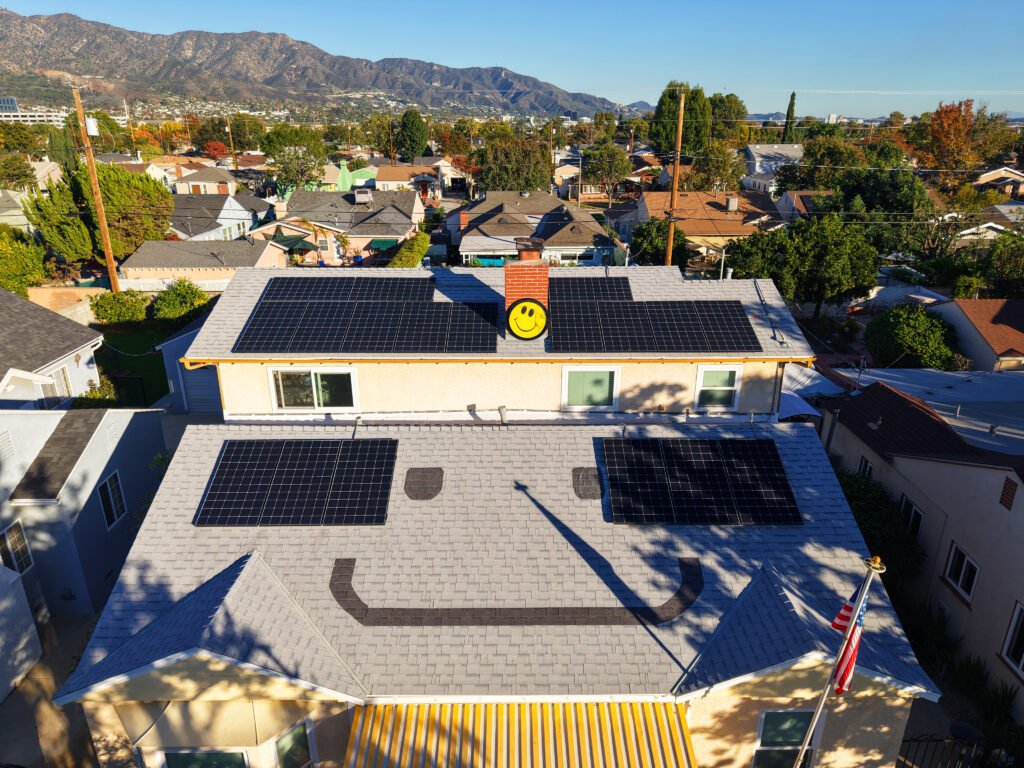 Solar panel installation on residential roof in Burbank California
